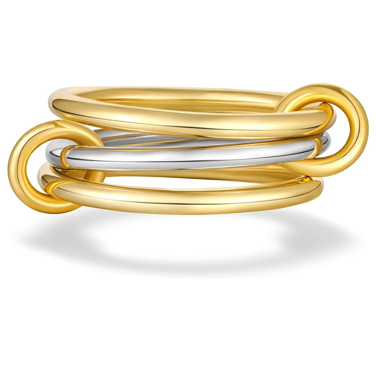 A Niche Two-Color Four-Ring Copper Jewelry Ring, Hypoallergenic