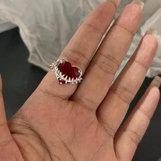 Red Love Zirconia Thorn Open Ring